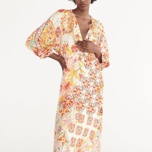 Zara Printed Flounce Midi Dress - L